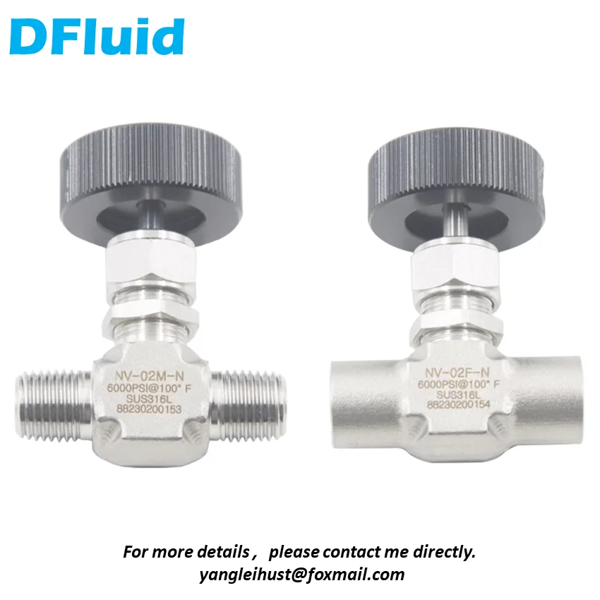 Stainless Steel 316 NEEDLE VALVE 6000psig Flow Control Shut Off Valve Female NPT Male NPT 1/8