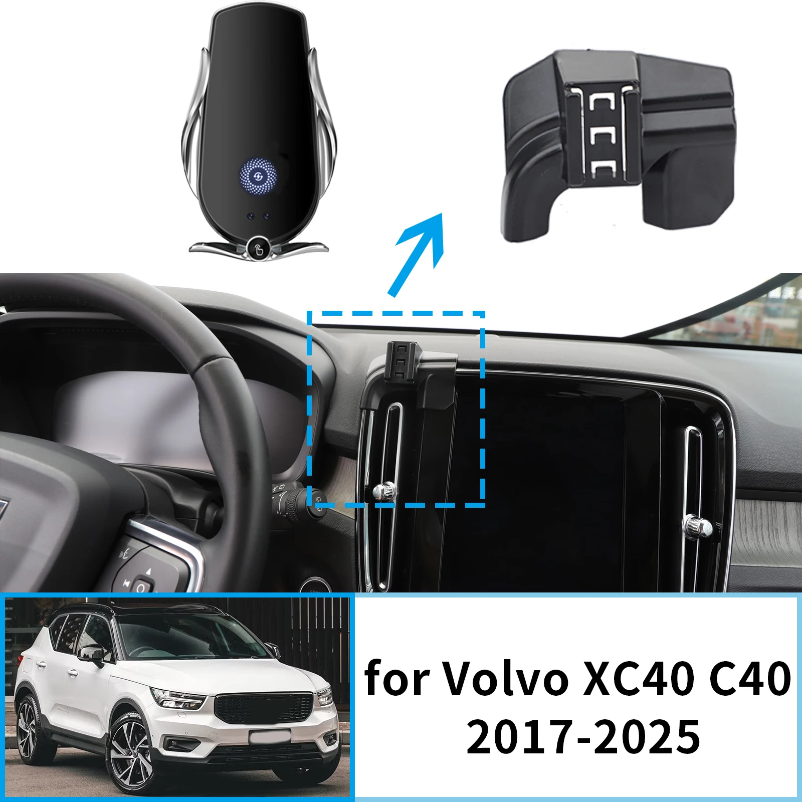 

Car Mobile Phone Holder for Volvo XC40 C40 2020~2025 360 GPS Bracket Navigation Stand Auto Accessories