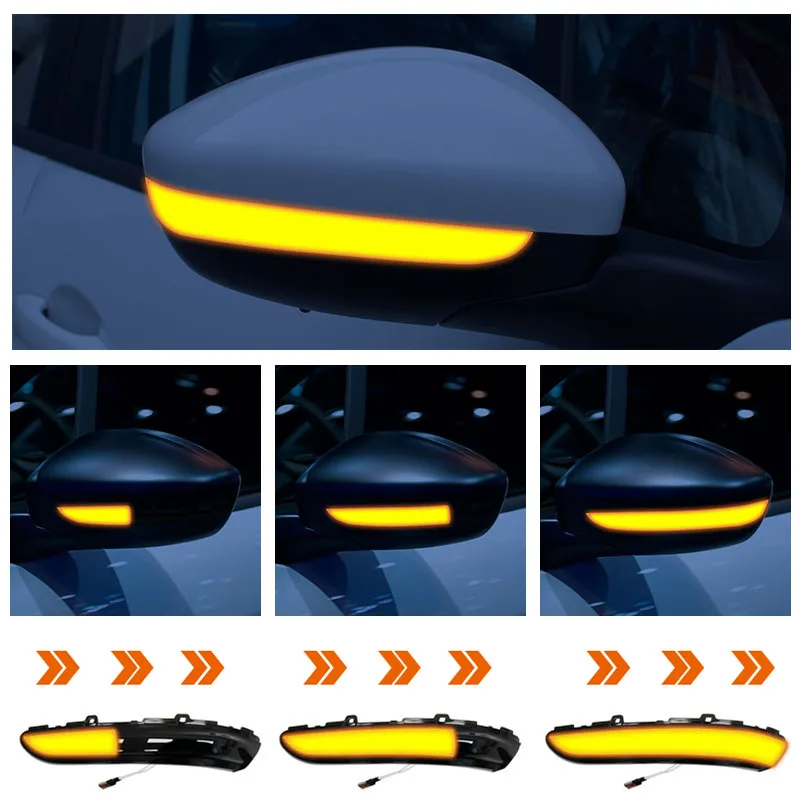 2Pcs For Peugeot 208 2008 2012 2013 2014 2015 2016 2017 2018 2019 2020 Citroen C3 Dynamic LED Side Mirror Blinker Flowing Light