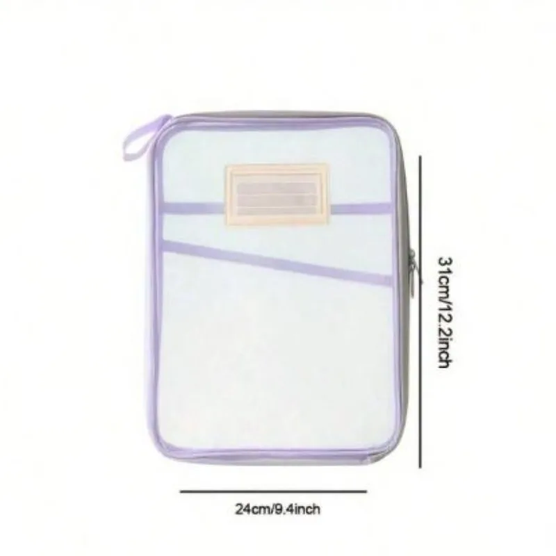 Durable mesh thickened L-shaped file bag with large capacity, durable and portable, suitable for students and professionals