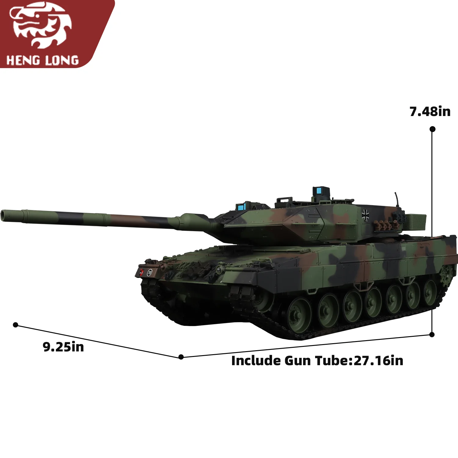 Heng Long RC-Panzer 1/16 Deutsches Leopard 2A6-Panzermodell (Vollkunststoff-Basic-Version). & 320 °   Rotierender Turm & TK7.0 & 2,4 GHz) Nr. 3889