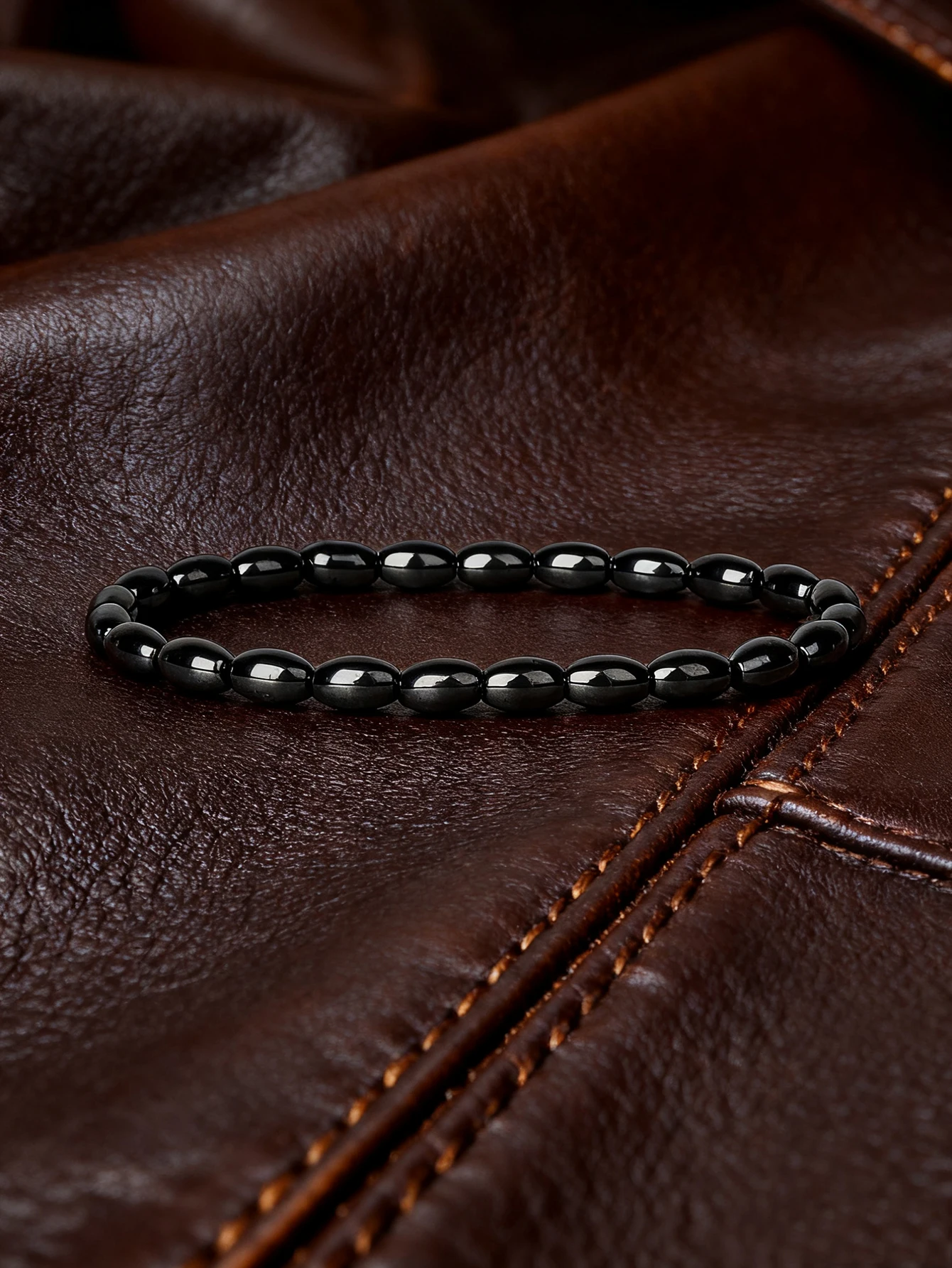 Natural Stone Bracelet Hematite Bead Gemstone Jewelry for Vigour & Strength Protection and Grounding Handmade Beaded Accessory