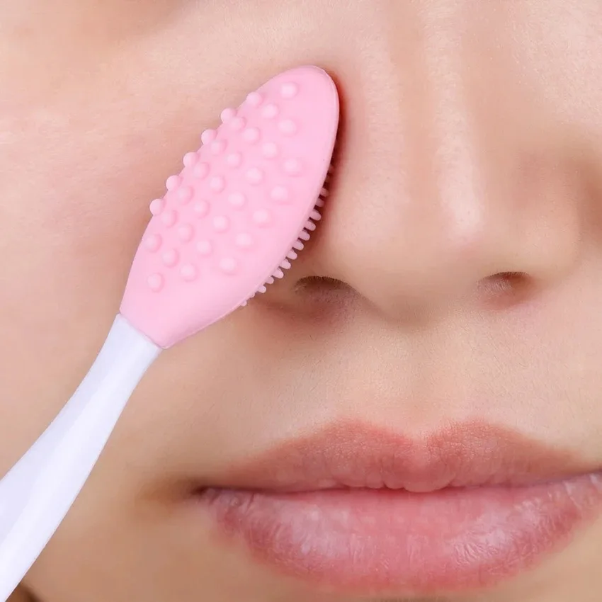 Escova de Limpeza Facial de Silicone com Textura Dupla, Exfoliante Suave, Limpador de Poros do Nariz, Remove Cravos e Espinhas, Ferramenta de Cuidados com a Pele