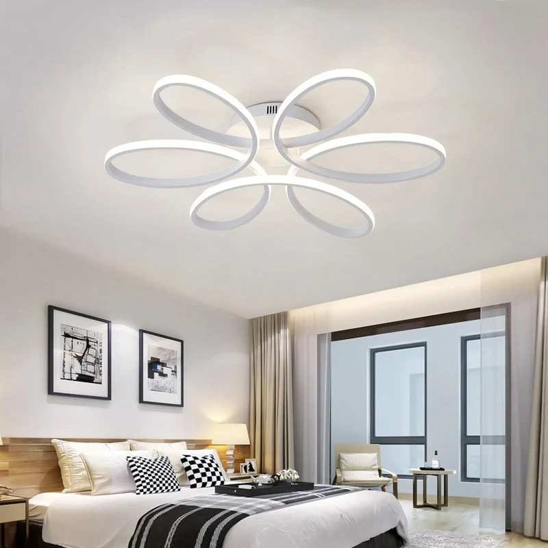 LED Dimmable Ceiling Light Floral Pendant Chandelier With Remote, 74CM