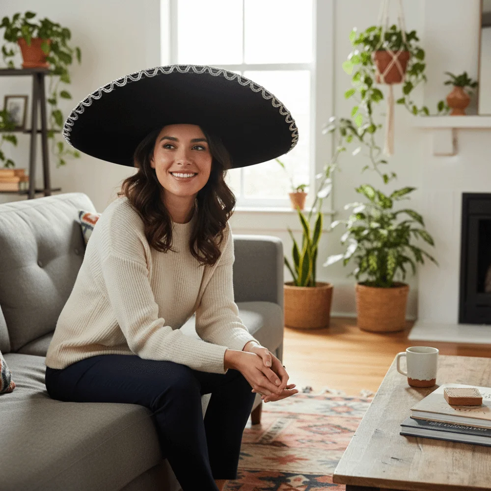 Carnival Vintage Black Mexican Hat Stage Performance Magician Hat Holiday Costume Hat Top Hats Cosplay Hat Halloween