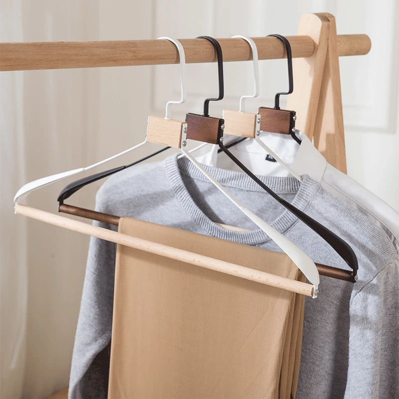 Metal wooden coat hanger luxury beech Iron Wide shoulder coat Suit holder Wardrobe closet display clothes hanger organizer