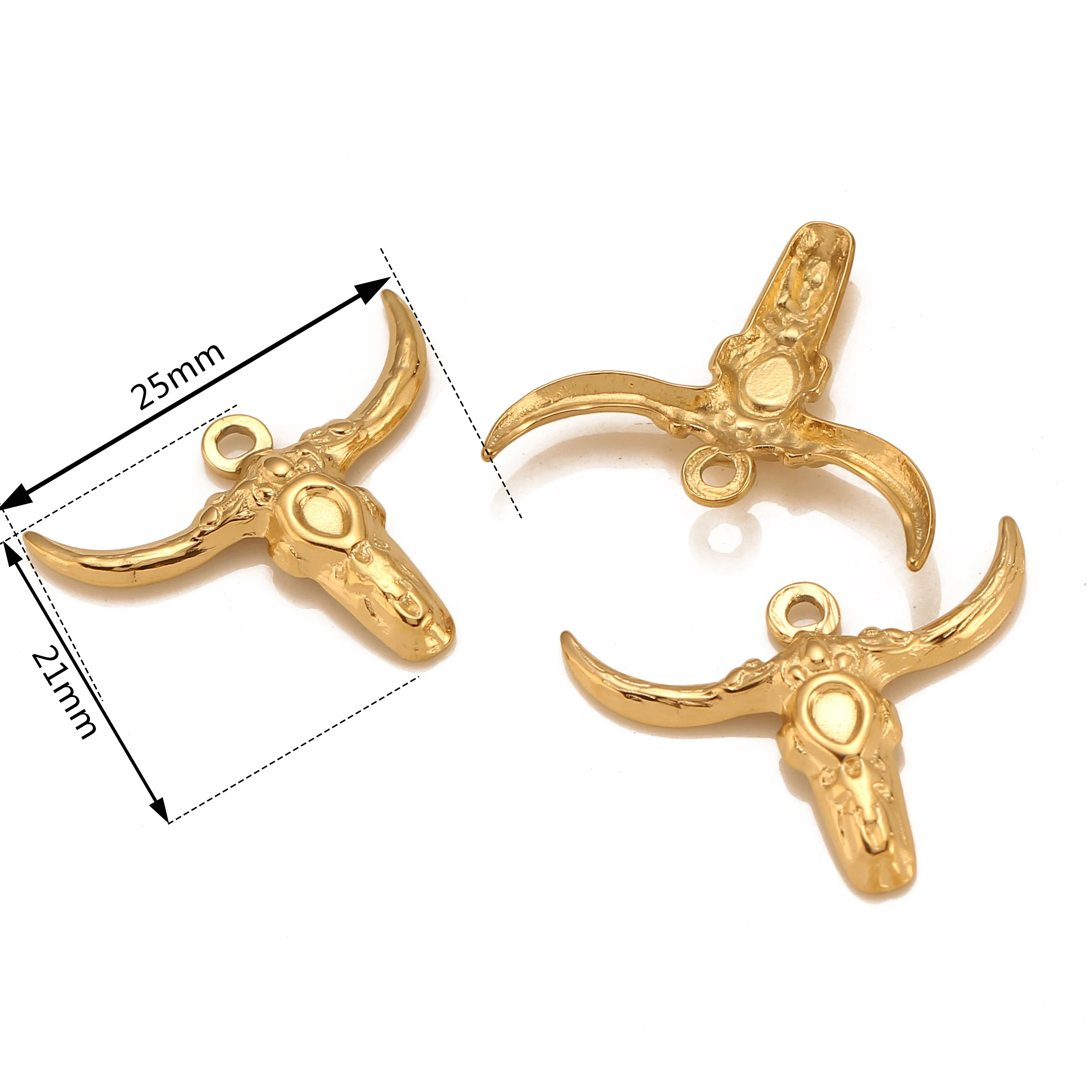 3pcs Bull Head Charms Personality Animal Stainless Steel Pendants DIY Necklace Bracelet Jewelry Makings Findings Accessories