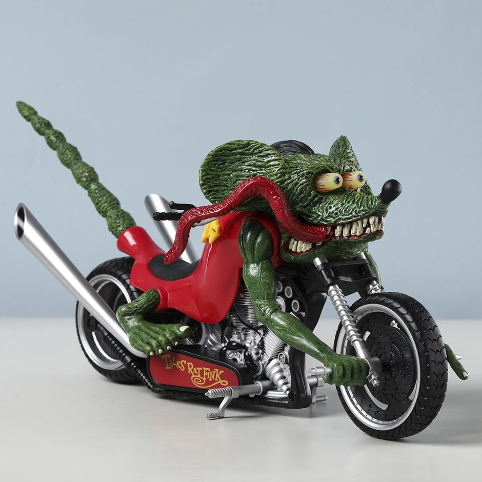 쥐 핑크 오토바이 액션 피규어 입상 소장품 PVC 모델 데스크탑 장식 장난감 35cm/13.77inch