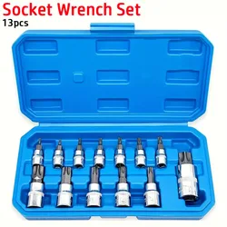 13pcs Torx Bit Socket Set Star Screwdriver Bits T8-T70 Multifunctional Hand Tools Kit For Mechanical Work With Storage Case