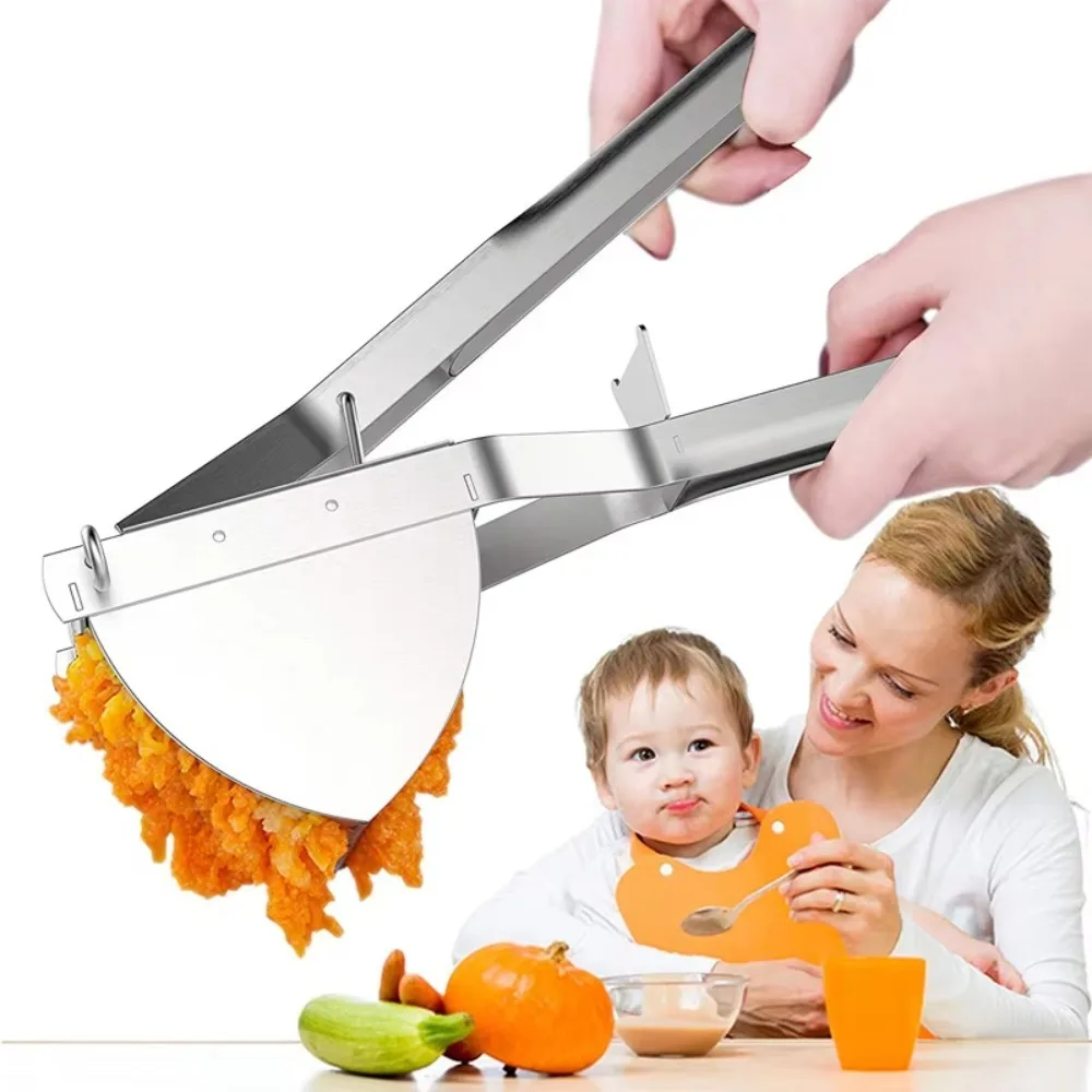 LMETJMA Heavy Duty Stainless Steel Potato Ricer Masher Kitchen Tool for Baby Food Fruit Vegetable Juicer