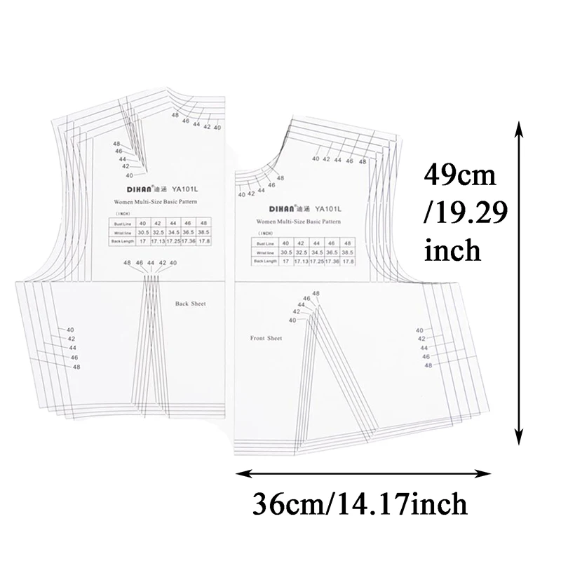 1:1 Basic Inch Sewing Pattern L Size Fashion Women Prototype Full Scale Clothing Design Rulers Template Apparel Pattern Making