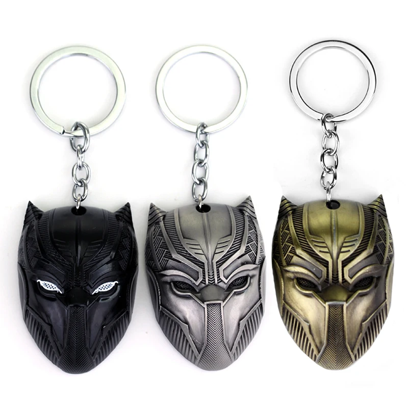 Miniso Anime Avenger Marvel Captain America Black Panther Mask Metal Car Keychain Men Women Bag Pendant Keyring Key Holder