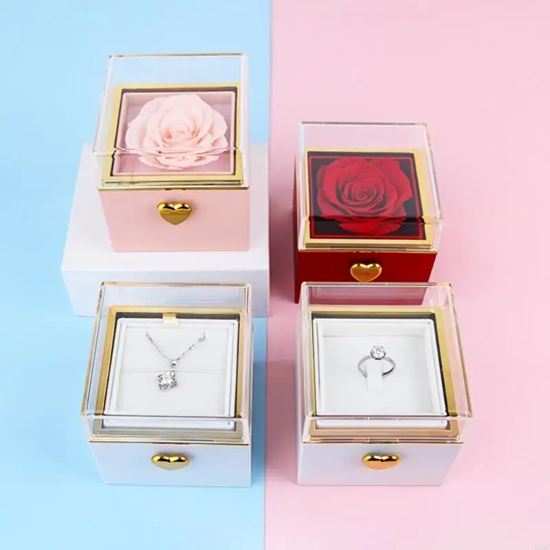 Flowers Ring Storage Container Plastic Texture Perfect for Wedding Proposals 