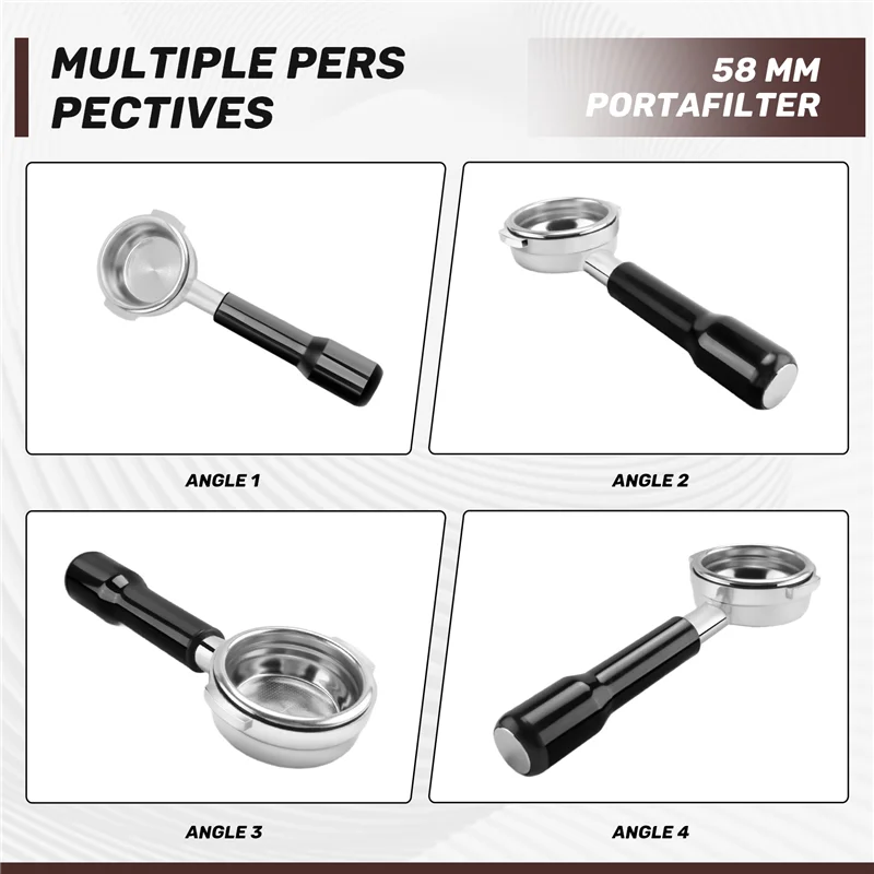 AF93-58 mm bodenloser Siebträger, 2-Ohr-Espresso-Siebträger mit Filterkorbteilen für E61 Rocket, Faema, Rancilio Coffee Mach