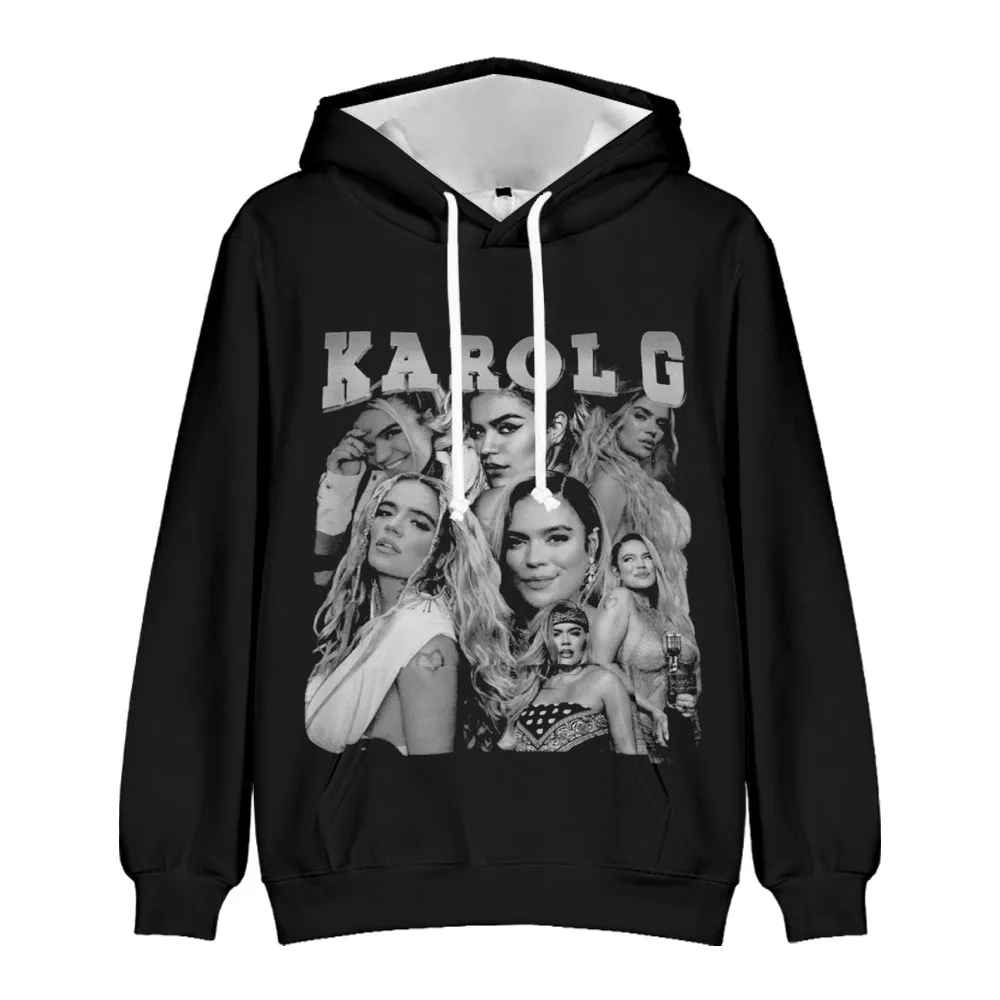 Karol G felpa con cappuccio Bichota Merch Unisex manica lunga felpa con cappuccio donna uomo felpa con cappuccio Reggae Rapper Hip Hop Rapper vestiti 3D