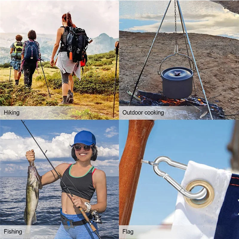 

10 упаковок зажимов-карабин из нержавеющей стали, сверхмощные пружинные зажимы-карабины с карабином 1,57 дюйма