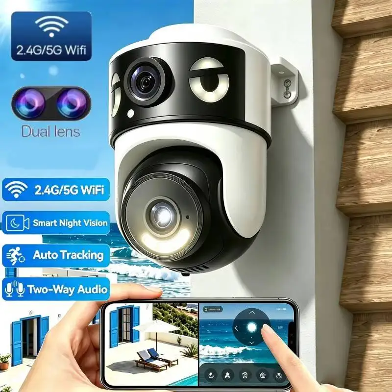 10MP Wifi Camera IP PTZ Outdoor 2.4G&5G Dual Screen AI Auto Tracking Security Protection CCTV Surveillance Camera RZ380 Onvif