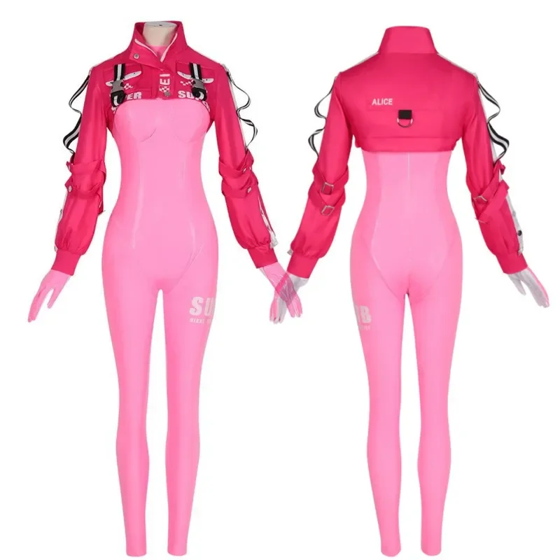 زي تنكري للنساء من NIKKE-Alice ، إلهة النصر ، شعر مستعار مثير ، زي جميل ، بذلة قفز ، جاكيت ، معطف ، قفازات