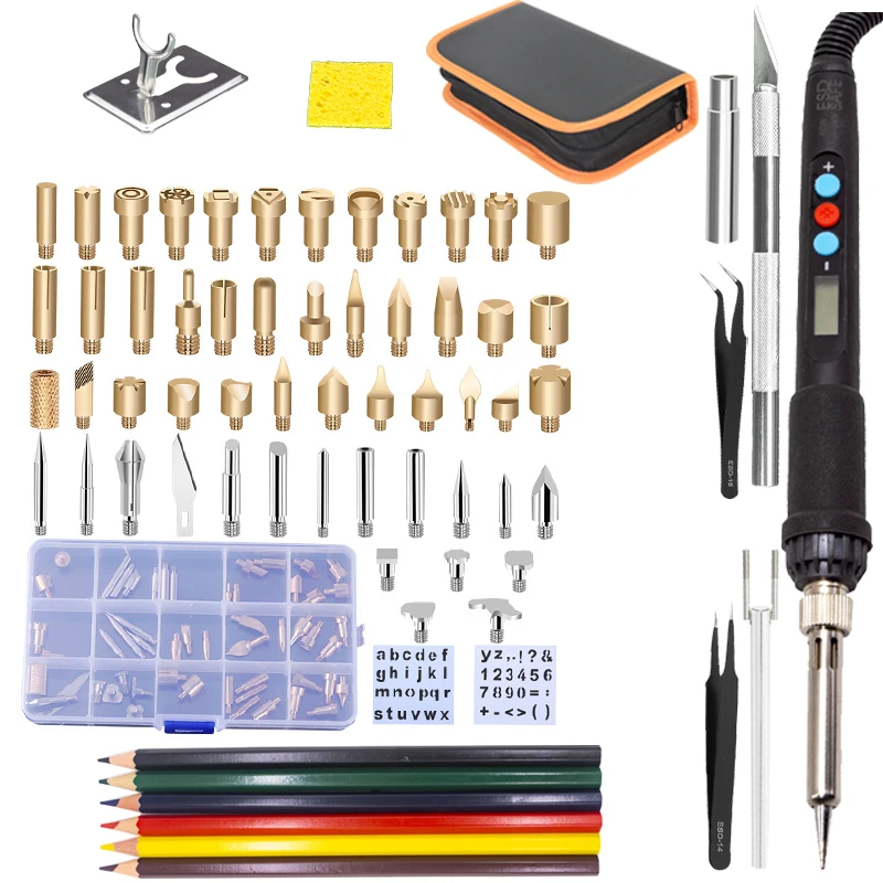 

Wood Iron cautery tool kit wood burning tool set 22pcs 28pcs 52pcs tip for pyrograph including soldering iron 220V 110V