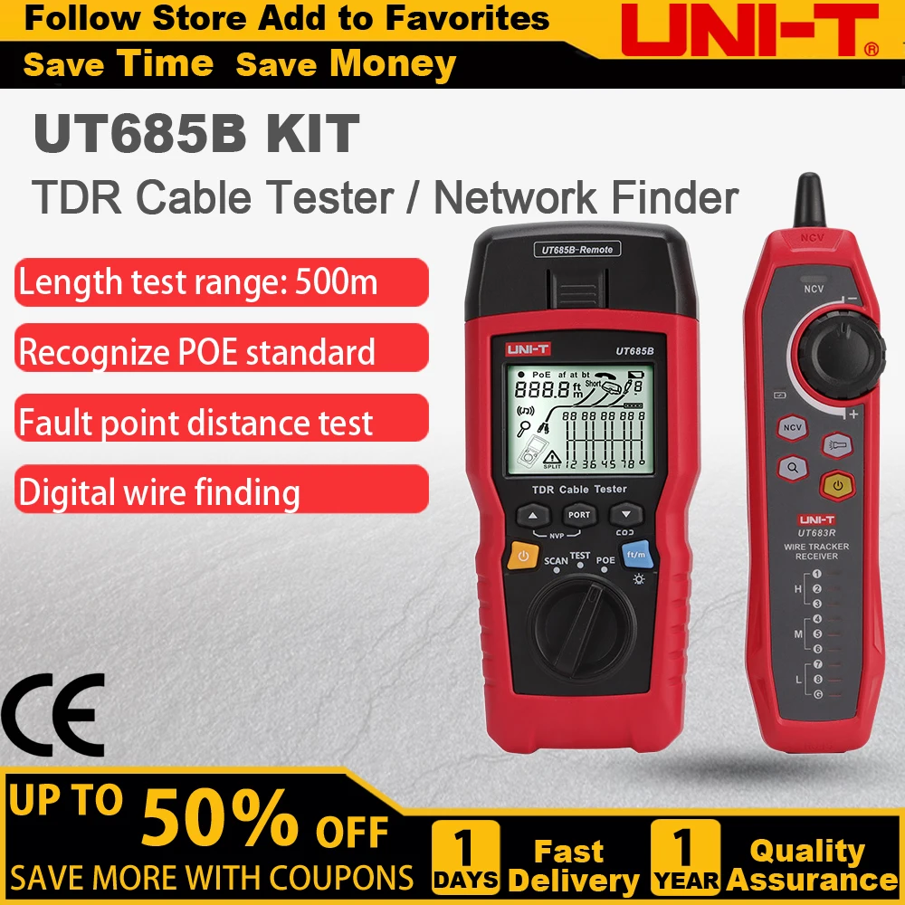 UNI T UT685B KIT Network Cable Tester TDR Cable Tracker Lan Tester RJ45 RJ11 Detector Wiring LCD Display Network Tool