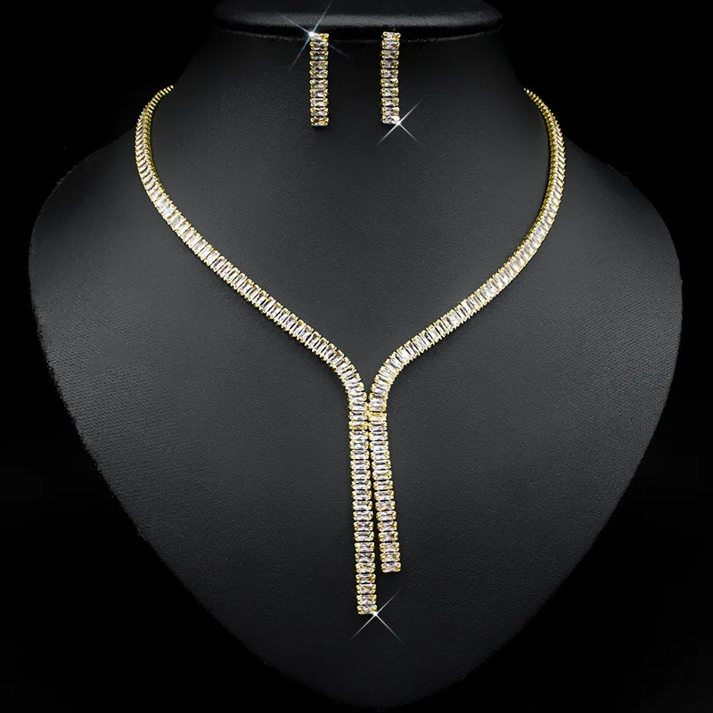 

Luxury Ladies Jewellery Set Necklace Earrings Pendant Charming Simple Daily Dress Party Prom Gift Zirconia Hundred Pieces M-311
