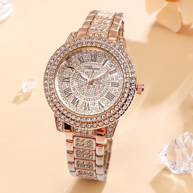 Luxury Women Watch with Diamond Elegant Brand Quartz Steel Bracelet Watches Ladies Zircon Crystal Top Fashion Wristwatch Clock