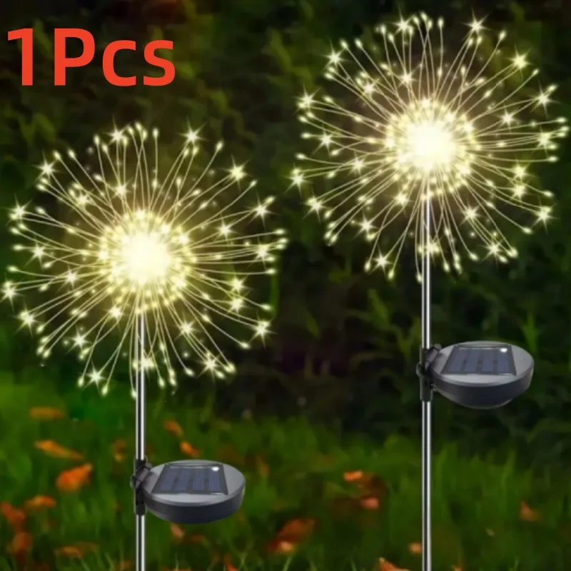 Solar-Feuerwerkslampe für Außenbereich - 8 Beleuchtungsmodi IP65 LED-Kugelform für Garten, Wege, Hochzeiten, Partys & Festdekoration