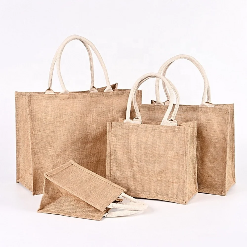 100pcs/Lot Wholesale Custom Logo Print Available Eco Friendly Plain Natural Bag Jute Bag DIY Hand Painting Shopping Packaging