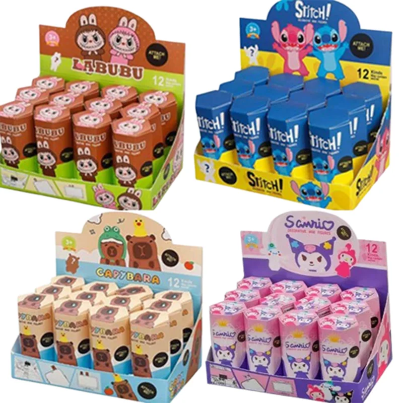 12pcs Hot Sale Disney Stitch Labubu Sanrio Blind Box Angel Surprise Box Cartoon Figures Doll Phone Decoration Toy Christmas Gift image 3