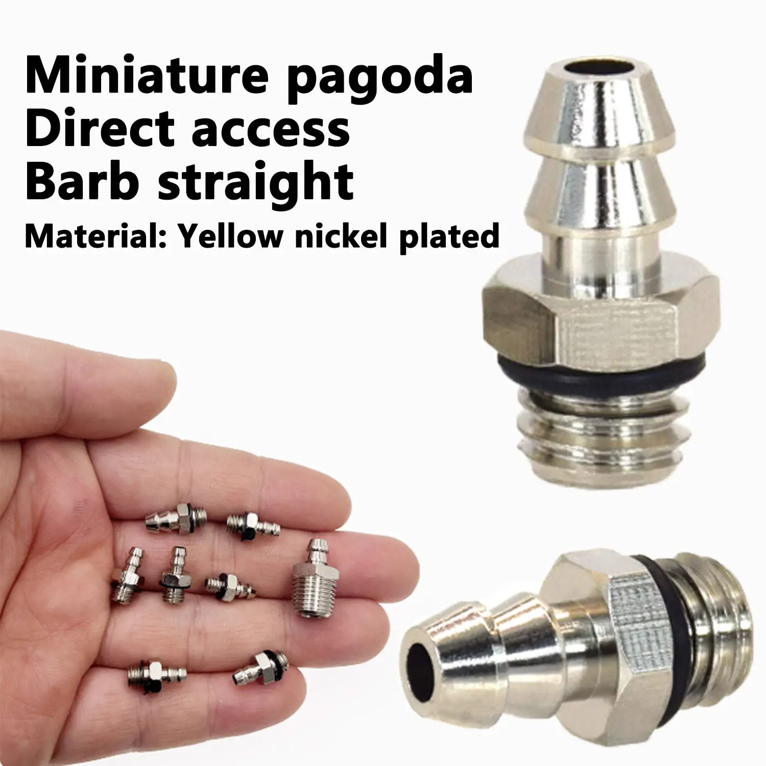 10pcs 2mm 3mm 4mm 6mm 8mm OD Air Pneumatic Hose to M3 M4 M5 M6 Male Mini Barb Fitting Pagoda Joint Copper Nickel Plated