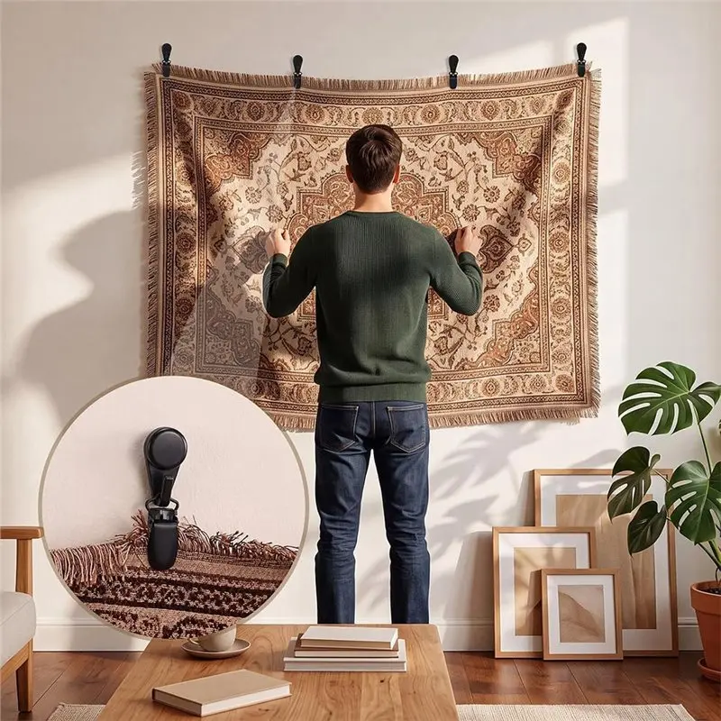 B-est Tapestry Hangers Wall Hanging Clips Quilt Wall Clamps With Clips For Carpets Blankets Art Display Decoration Rug Hangers