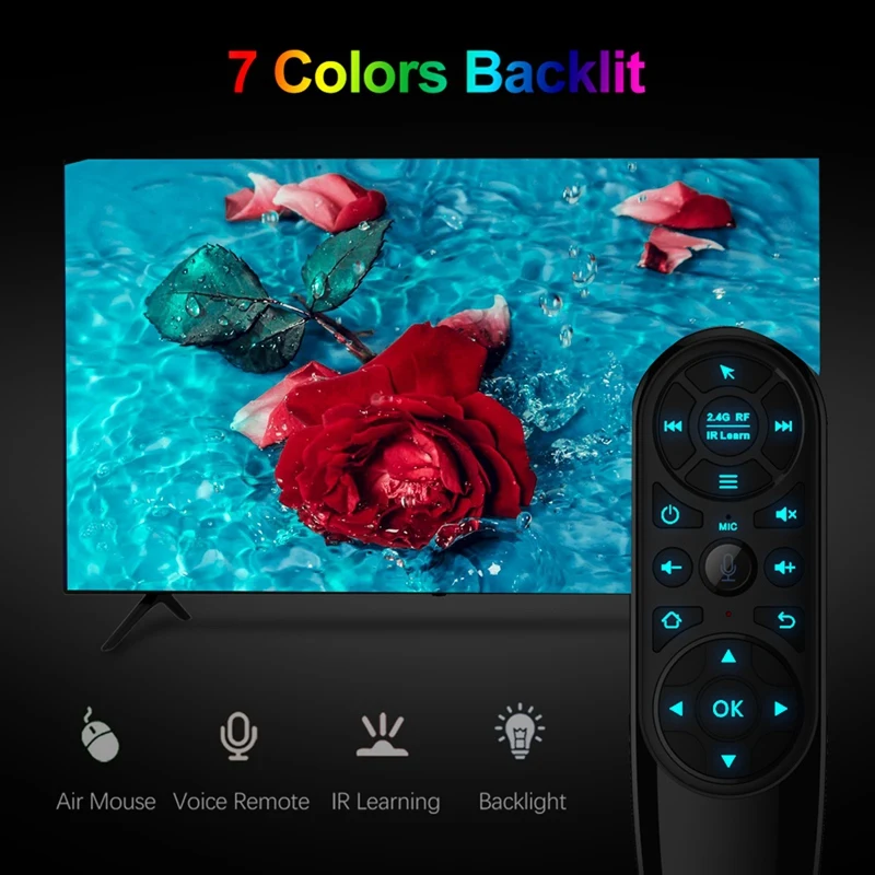 Voice Remote Control 2.4G Wireless Air Mouse With Gyroscope Backlit IR Learning For Android TV Box