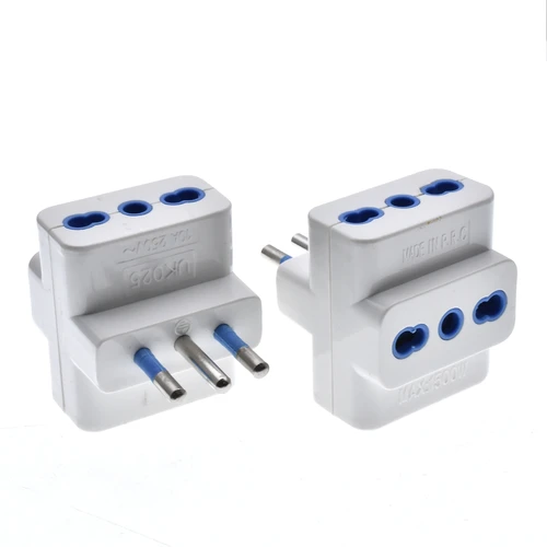 Imagen 2 del producto Adaptador de viaje con enchufe de 3 pines de 1 vía a 3 vías italiano a italiano 10A para Chile, Uruguay, Italia