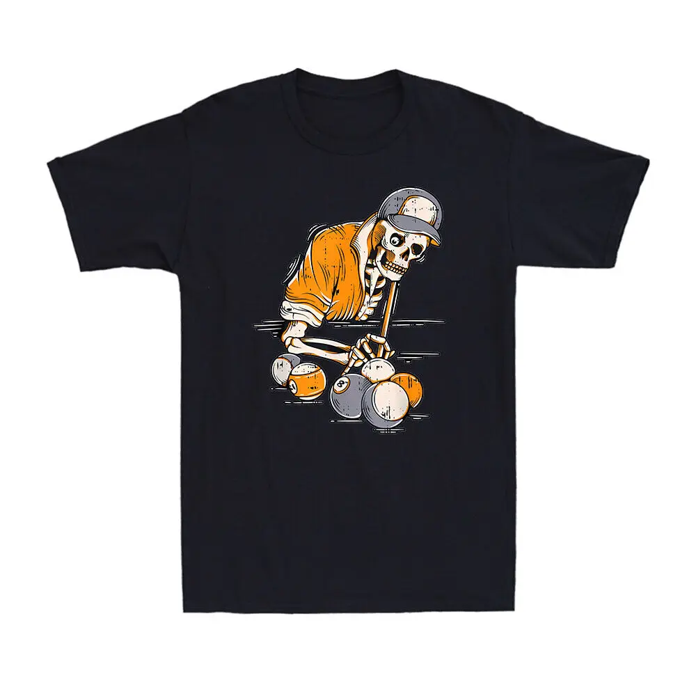 Skeleton Playing Billiard Lazy Halloween Costume Skull Sportsman Men's T-Shirt