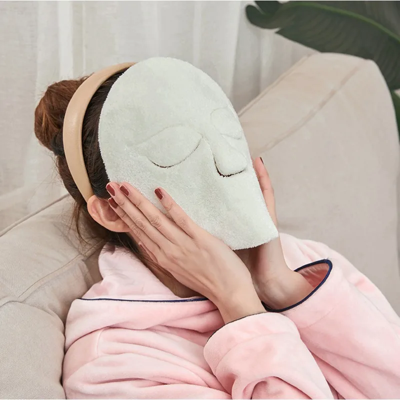 Hot&cold compress  facial mask coral suede mask beauty parlor steam heating compress  steaming towel thickening