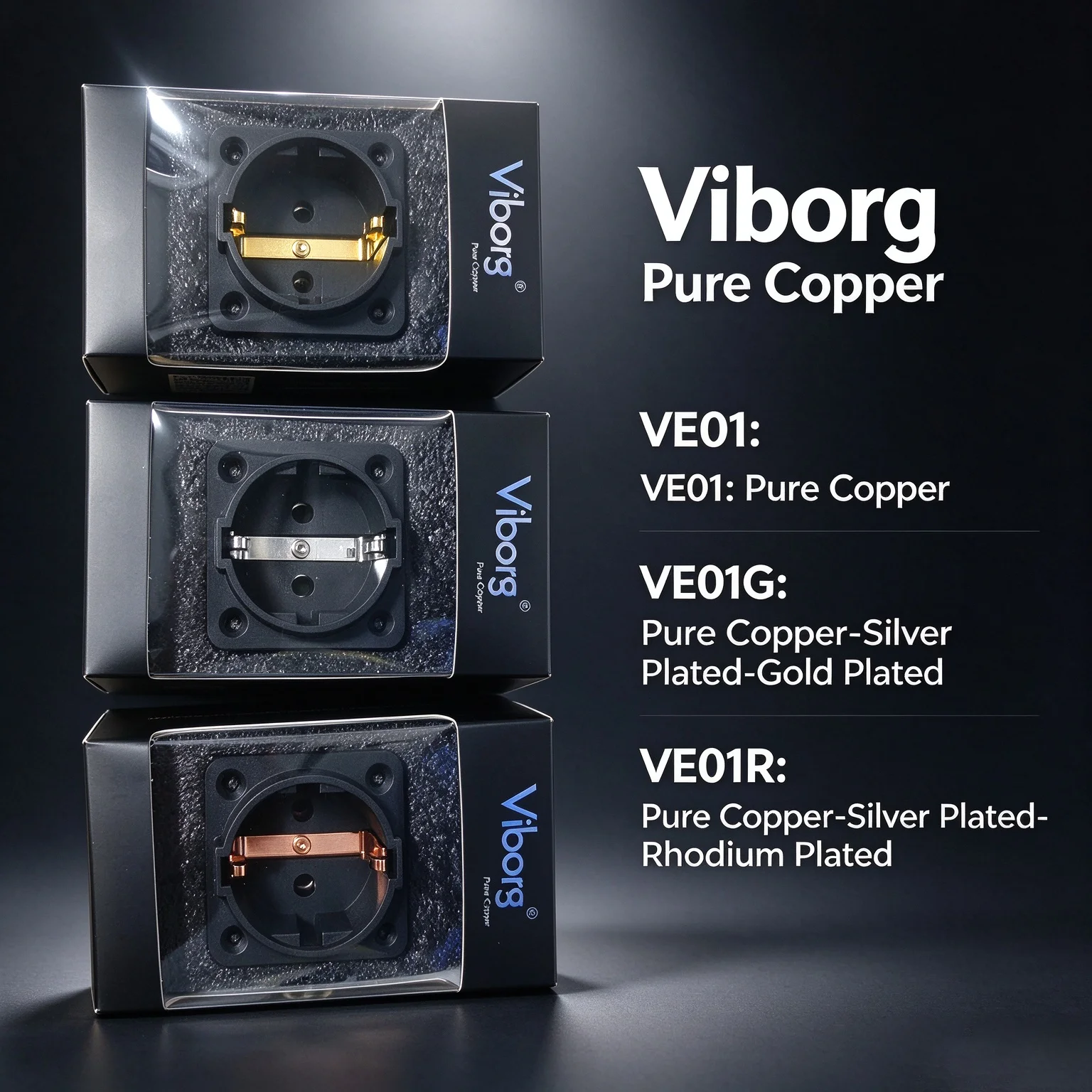 High Quality Viborg VE01R Pure Copper Rhodium Plated Schuko Sockets AC 250V 16A EU Power Socket Eur European Power Chassis