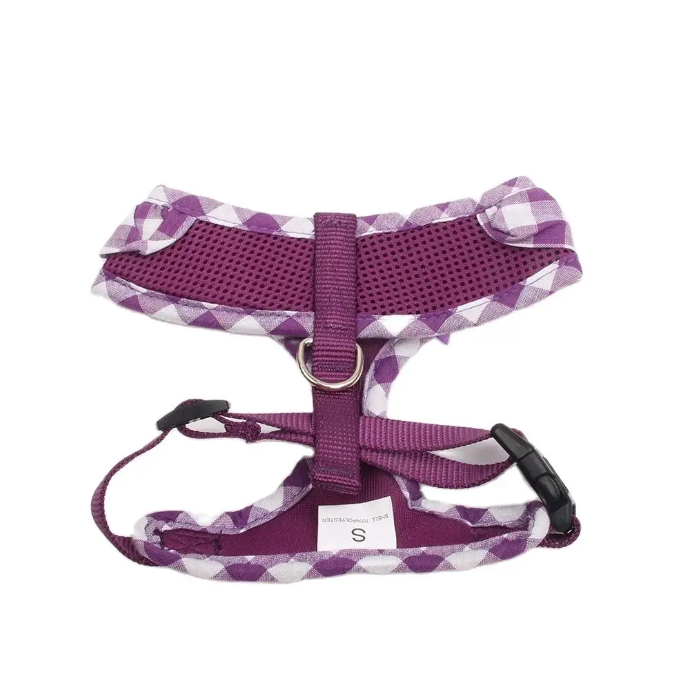 Dog Cat Harness Mesh Breathable Lightweight Plaid&Bow Control Harness Pet Harnesses for Puppy Dogs Out Walking