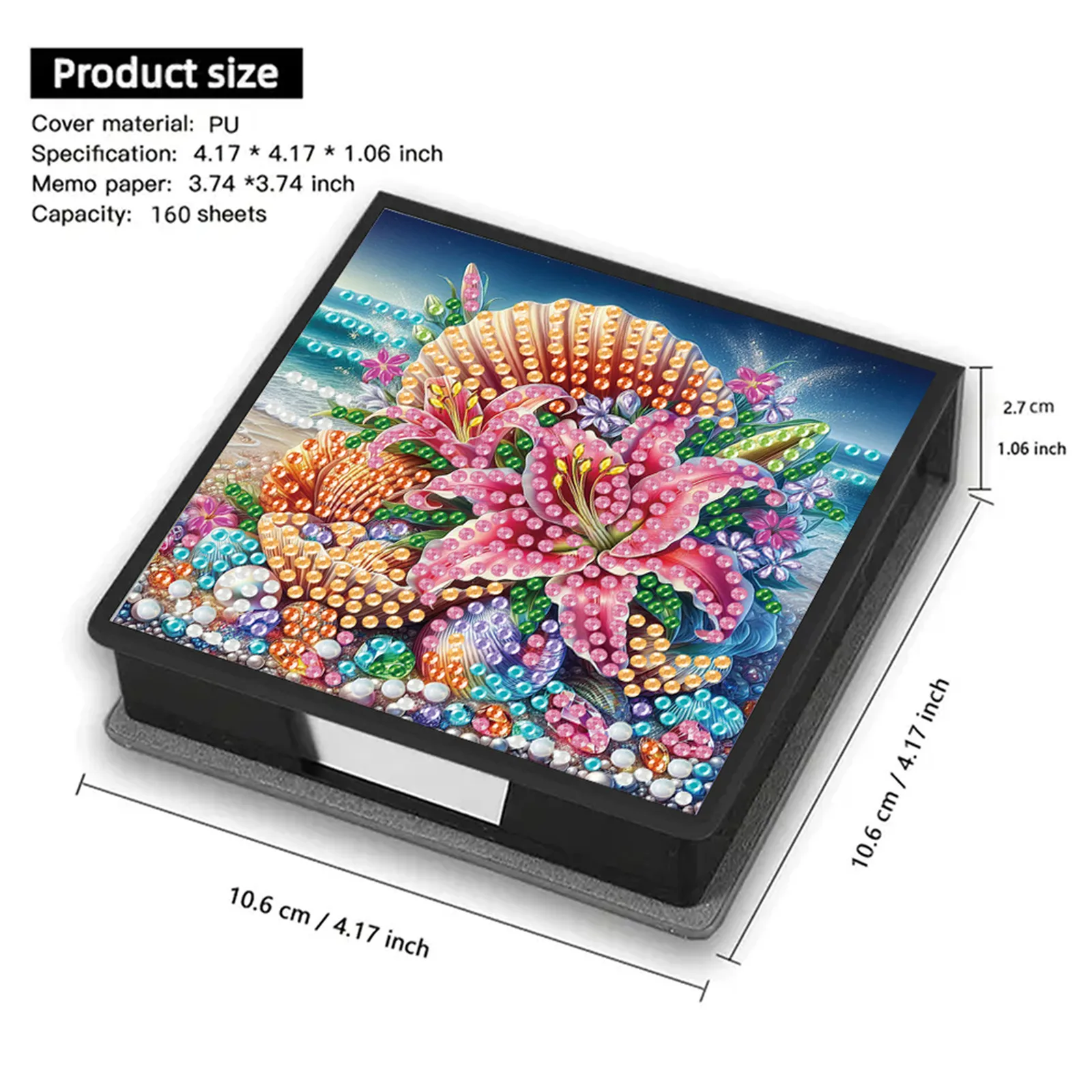 

5D DIY PU Diamond Painting Notecard Box с 160 листовми бумаги Gem Art Sticky Note Holder Mosaic Kit Gem Painting Memo Pad Holder