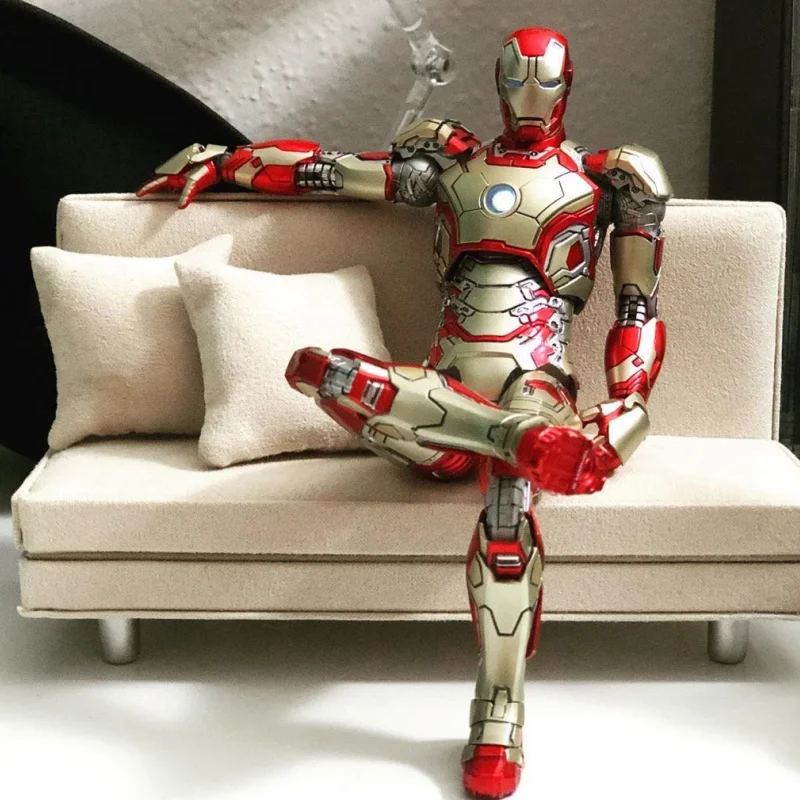 New Comicave Iron Man 1/12 Marvel Anime Figure Armor Mk43/42 Joint Movable Led Model 75% Alloy Collectible Toys Gift