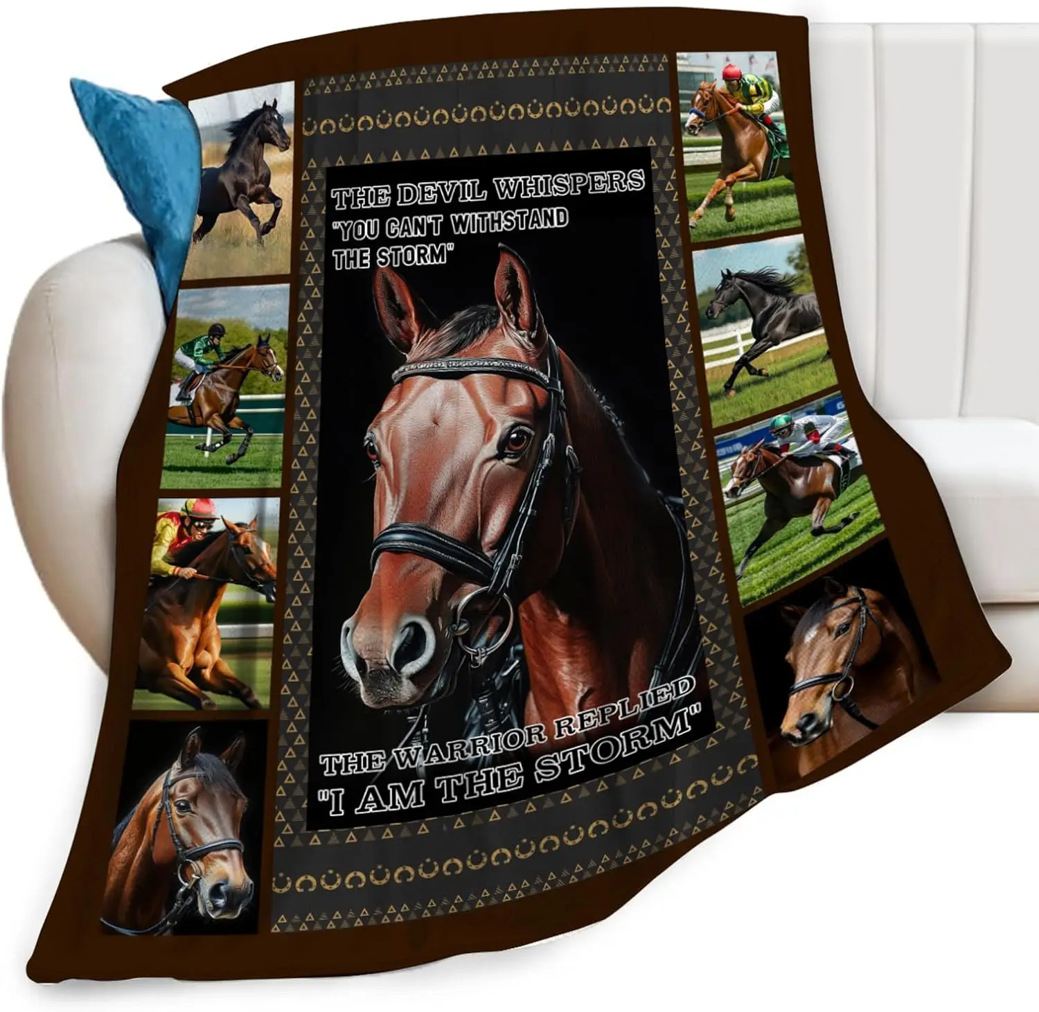 Equestrian Horse Blanket Throw Rug for Horse Lovers Pet Gift Barn Decor Stall Art Blanket Mythological Animal Print