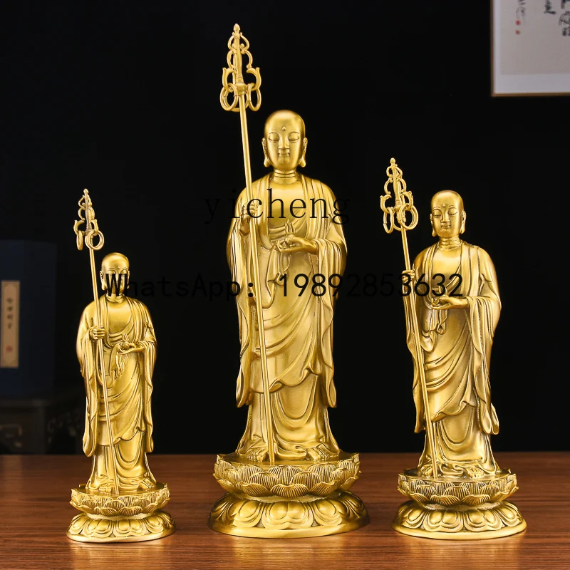 X1   Kizo King Buddha Statue Jiuhua Mountain Kizo King Bodhisattva Bronze Statue Staff Kizo King Statue Living Room Ornament