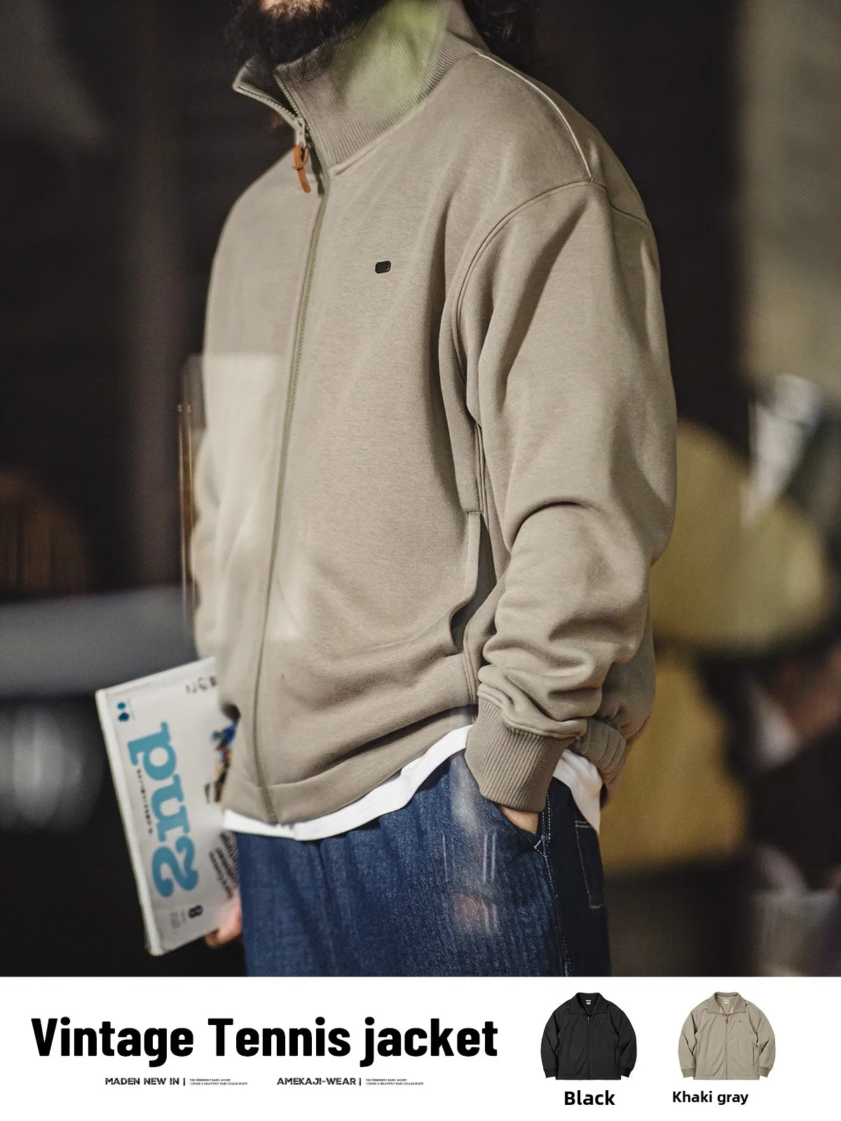 

Maden High Collar Fce Lined Sweatirt Cardigan Men's Casual Spor Sle Warm Autumn Winter Jaet Outerwear