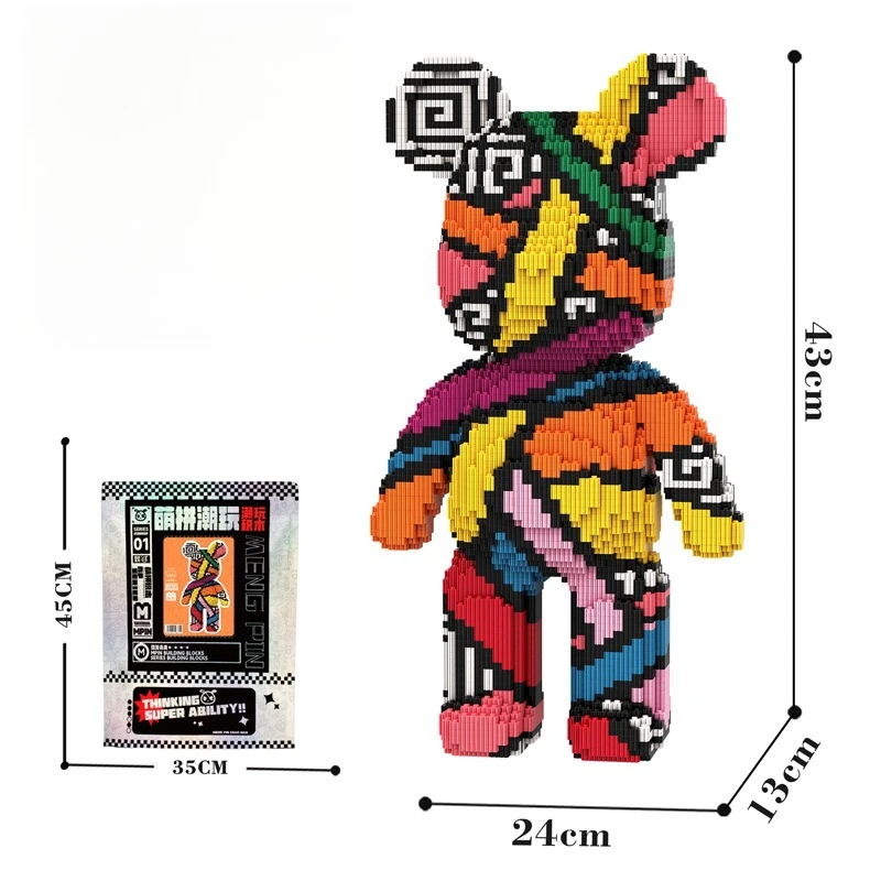 3D Kawaii Beer Model Dier Mechanisch Paard Micro Diamant Bouwsteen Ontwikkelingsmontage Blok Educatief Speelgoed Voor Kinderen