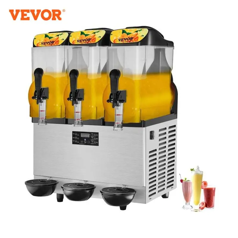 VEVOR Máquina de granizado comercial, cuenco triple de 36 L/9.6 galones, máquina de margarita de 150 tazas, máquina de margarita de acero inoxidable