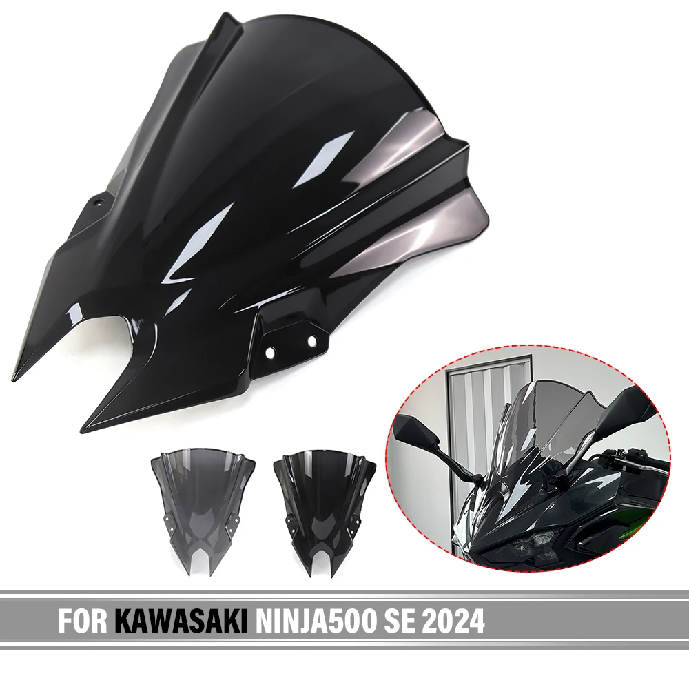 For Kawasaki NINJA500 SE 2024 NINJA500 Motorcycle Front Windshield Windscreen Baffle Wind Deflector Fairing Screen Double Bubble