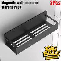 2pcs Magnetic Storage Shelf Spice Sundry Side Storage Rack Hanging Basket Space Saving Kitchen Organizer Shelf Household Holder
