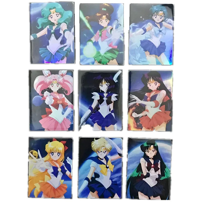 9 Stks/set Zelfgemaakte Anime-Kaarten Matroos Moon Shui Bingyue Acg Sexy Naakt Kaartspel Speelgoed Cadeau Diy Collectiekaart