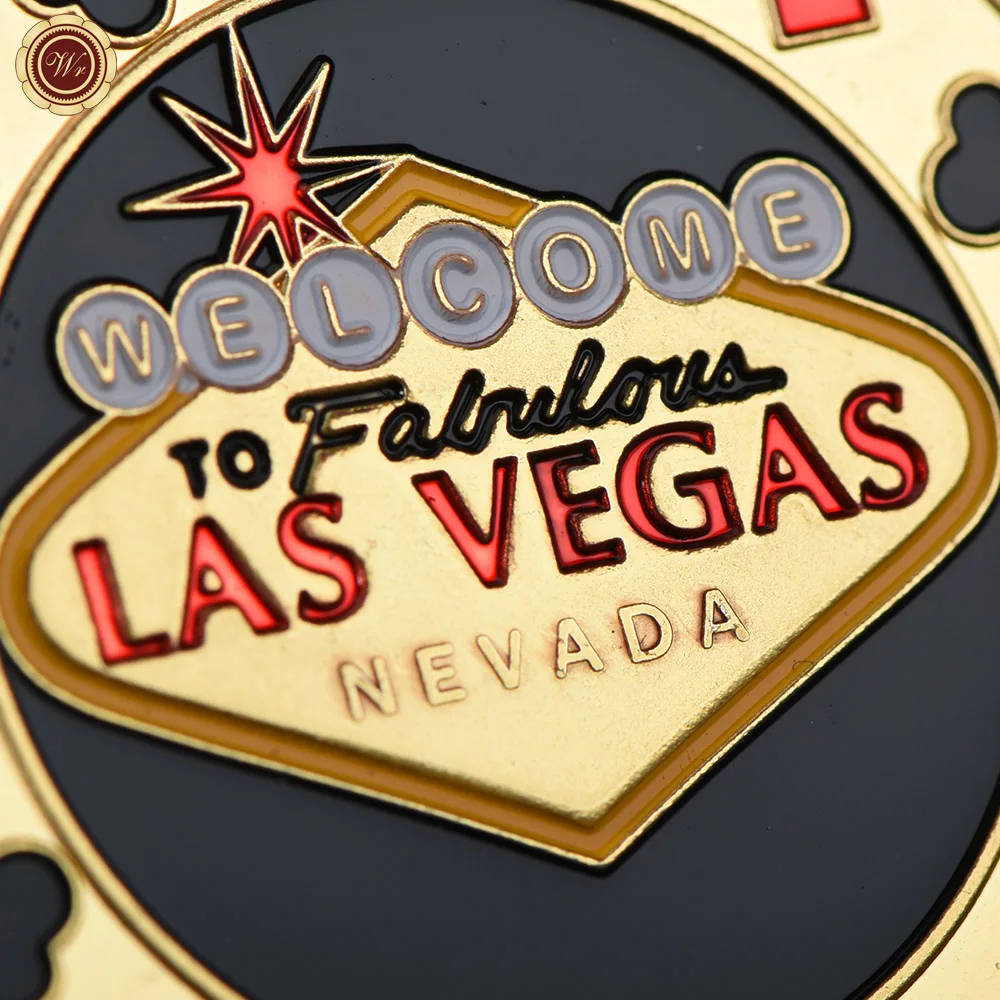 Welcome To Nevada Las Vegas Poker Chip Angel Casino Challenge Gold Coin Lucky Souvenir Personalized Token Coin Collection