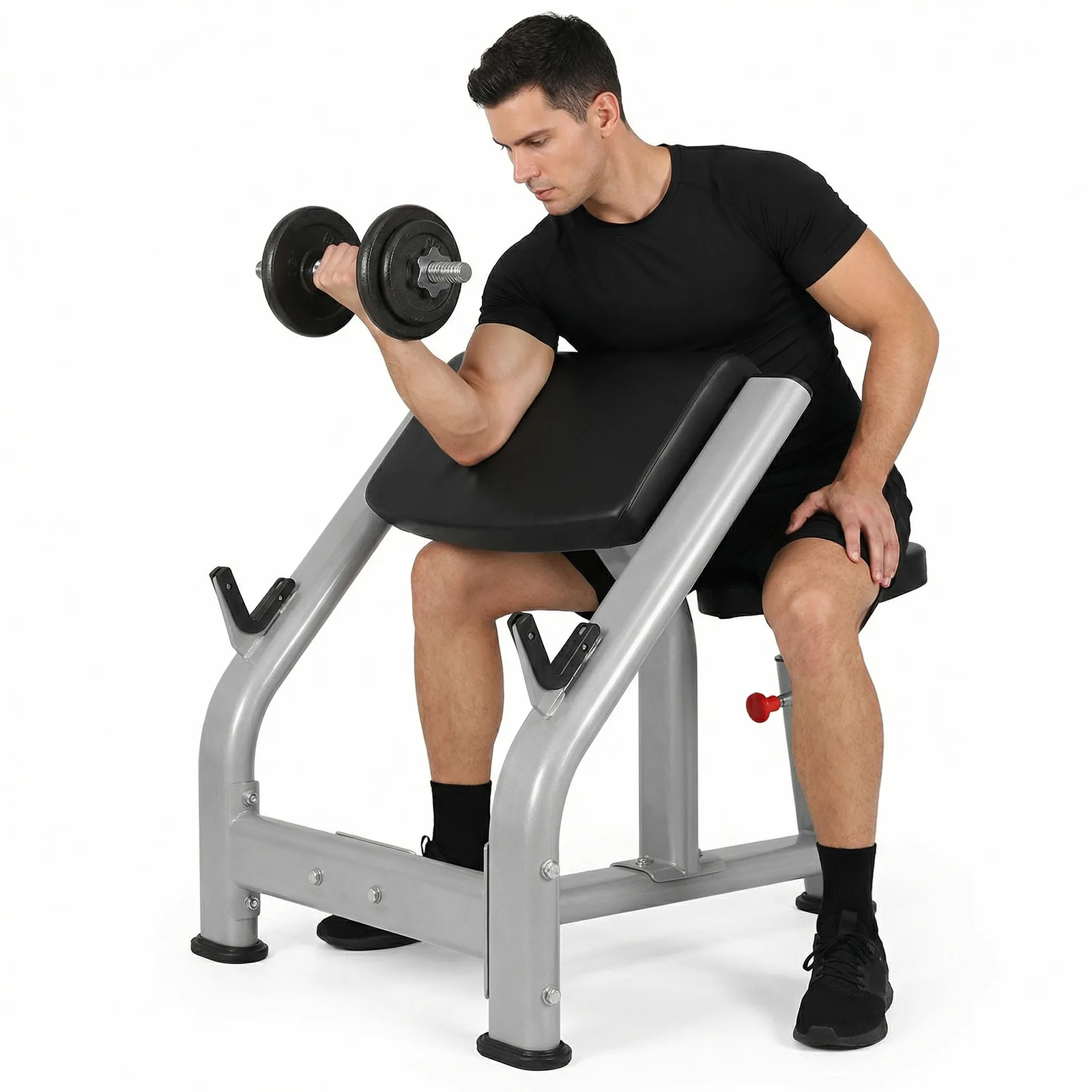 

Регулируемая скамья для жима, станция для бицепсов (приседания сидя, изолированный тренажер для бицепсов с штангой и гантелями) для домашнего спортзала и силовых тренировок