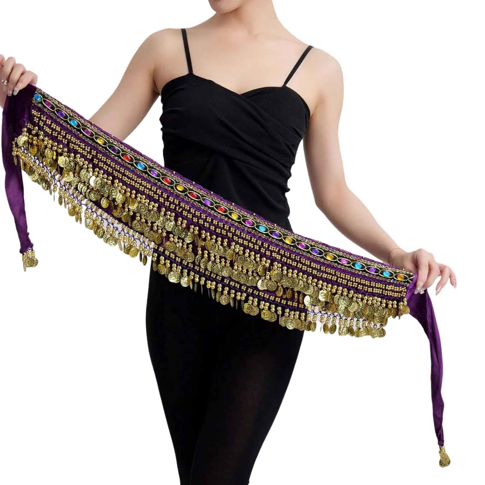 

Hip Scarf for Belly Dancing Waist Chain Dance Hip Scarf Belt with Dangling Coin for Belly Dancers Performance